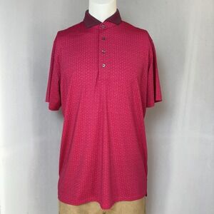 Greyson Golf Performance Polo Mens Large Red Small Geometric‎ Wolf Pattern